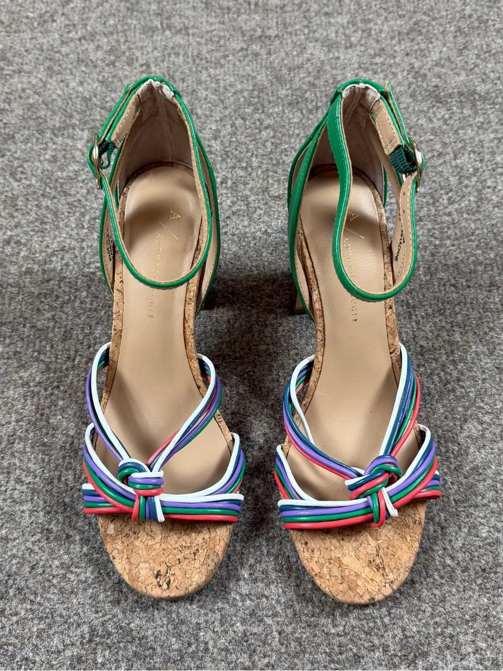 Anthropology Summer Nights Block Heel Colorful Ankle‎ Strap Sandal Women’s 6.5